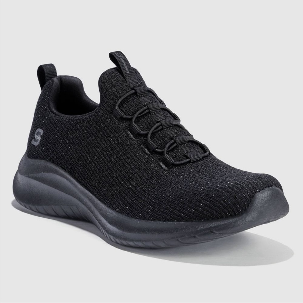 S SPORT BY SKECHERS Women’s Knit Mesh Slip On Walking Black Sneakers Memory